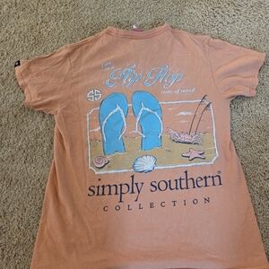Simply Southern Coral Tee with Beach Graphic
